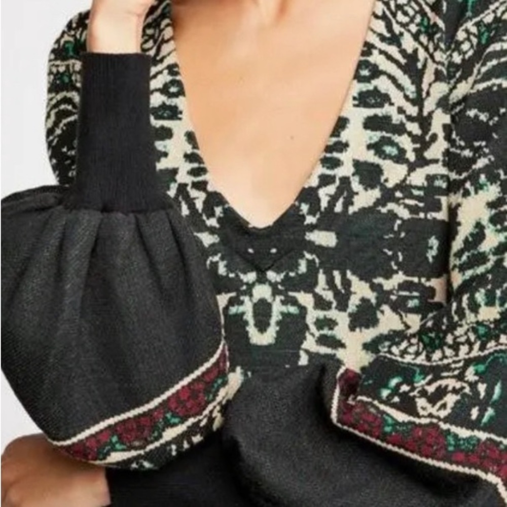 NWOT Free People Music And Lyrics Balloon Sleeve Printed Sweater Dress - Picture 5 of 9